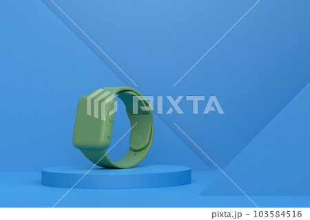 Abstract scene or podium with smart watch or fitness tracker on monochrome Abstract scene or podium with smart watch or fitness tracker on monochrome 103584516