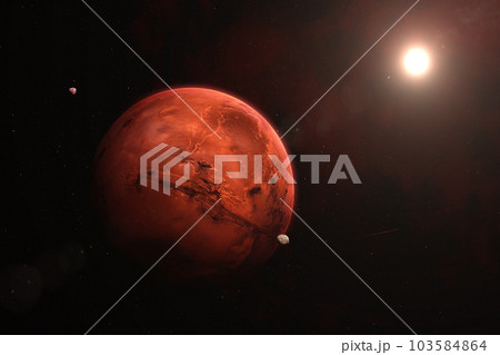 Mars, moons and nebula. 103584864