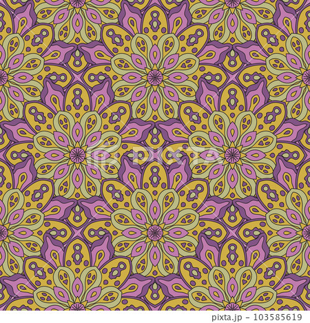 Abstract seamless pattern with mandala flower. Mosaic Abstract seamless pattern with mandala flower. Mosaic 103585619
