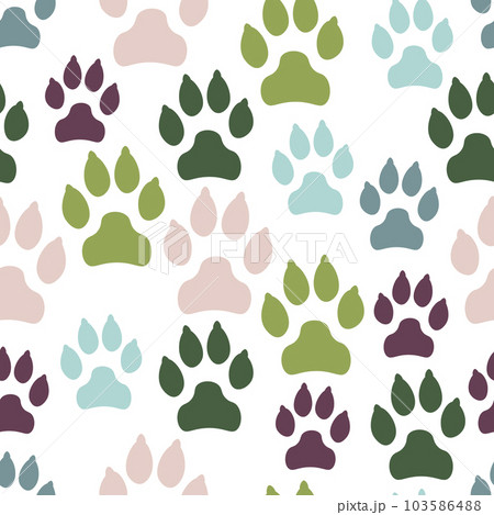 Dog track seamless pattern isolated on white background. 103586488