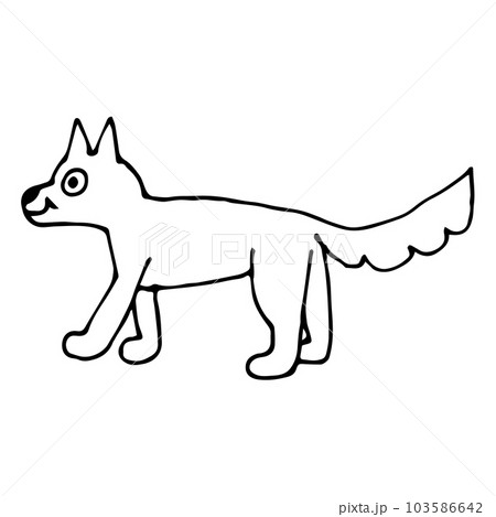 Cartoon doodle linear dog isolated on white background. Cartoon doodle linear dog isolated on white background. 103586642