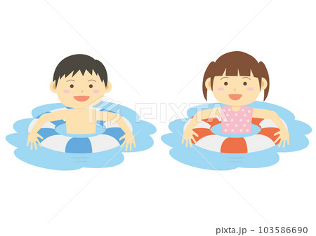 海水浴イラスト_水遊びする子どものイラスト_2 103586690