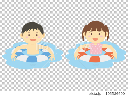 海水浴イラスト_水遊びする子どものイラスト_2 103586690