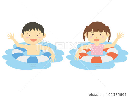海水浴イラスト_水遊びする子どものイラスト_1 103586691