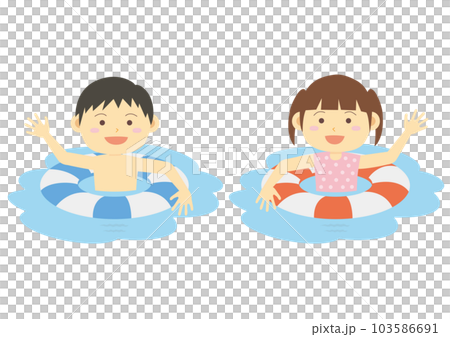 Sea bathing illustration_Illustration of a child playing in the water_1 Sea bathing illustration_Illustration of a child playing in the water_1 103586691