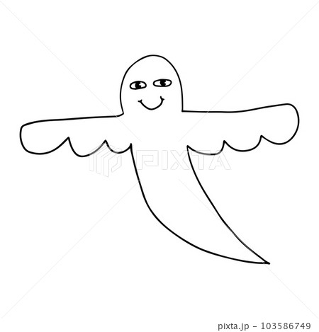 Cartoon doodle linear ghost isolated on white background.  103586749