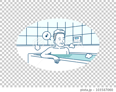 お風呂、入浴する年配の男性 103587060