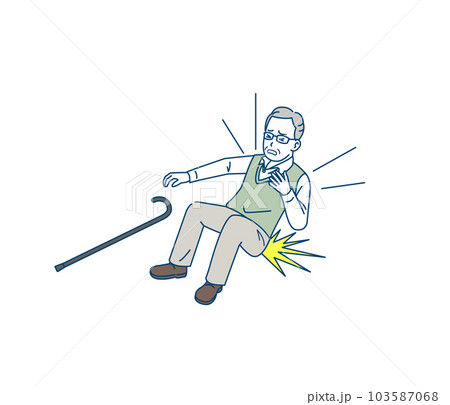 転倒や転ぶ老人、年配の男性 転倒や転ぶ老人、年配の男性 103587068