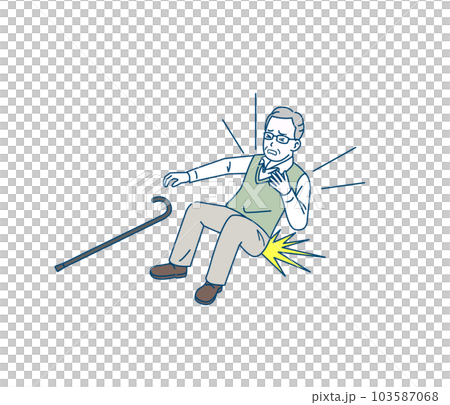 転倒や転ぶ老人、年配の男性 転倒や転ぶ老人、年配の男性 103587068