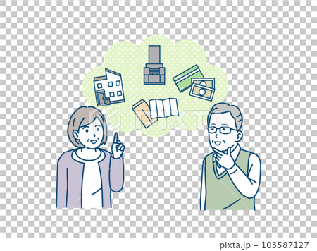 終活について話し合う老夫婦のイラスト 103587127