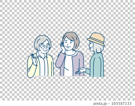 会話をする高齢者、年配の女性 103587133