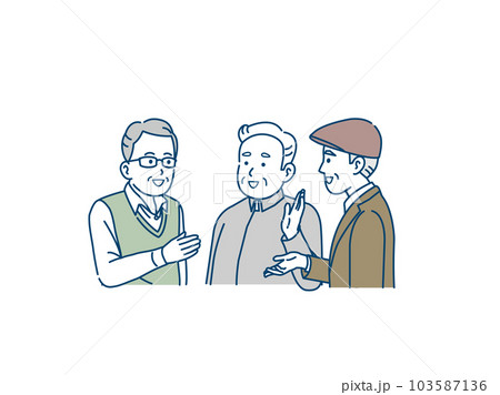 会話をする高齢者、年配の男性 103587136