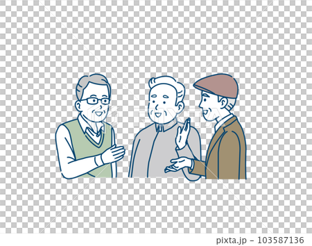 会話をする高齢者、年配の男性 103587136