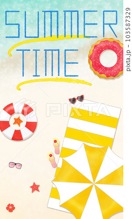 おしゃれな夏の海の縦長イラスト　リゾートビーチ 103587329