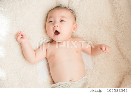 フォトスタジオで撮影された赤ちゃん（あくび） 103588342