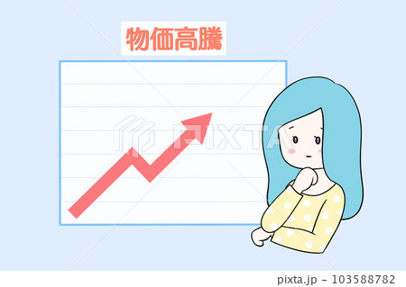 値上げラッシュに悩む主婦　グラフ　価格高騰　物価高　イラスト 103588782