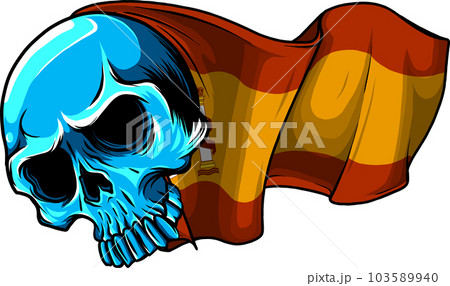 vector blue skull hand drawing illustration on...のイラスト素材 [103589940 ...