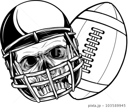 Monochrome rugby skull with ball in vector illustration design Monochrome rugby skull with ball in vector illustration design 103589945