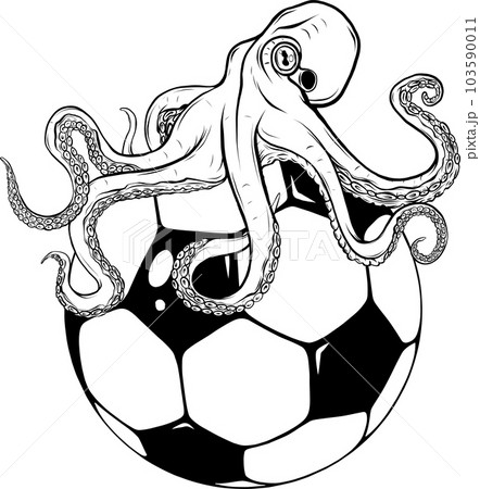 vector illustration of monochrome octopus on football ball vector illustration of monochrome octopus on football ball 103590011