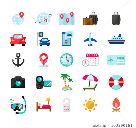 旅行・トラベル・出張・バカンス ベクターアイコンイラストセット 旅行・トラベル・出張・バカンス ベクターアイコンイラストセット 103590161