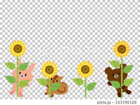向日葵和動物的框架和背景 103590188