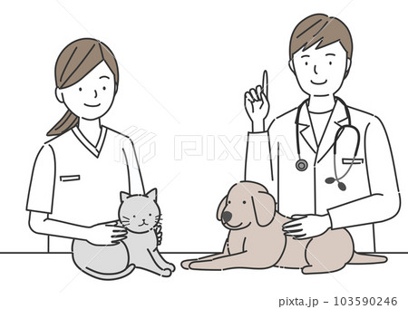 犬と猫の診察をする動物病院のスタッフ 犬と猫の診察をする動物病院のスタッフ 103590246