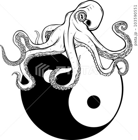 vector illustration of Deep Sea Octopus Monochrome Logo vector illustration of Deep Sea Octopus Monochrome Logo 103590551