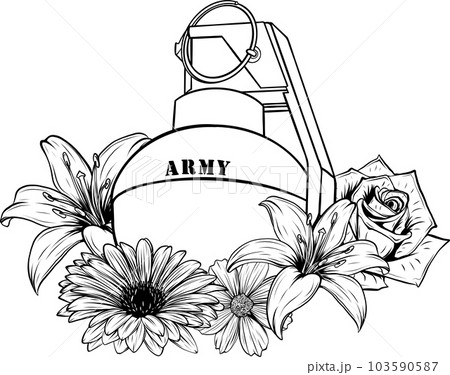 Hand grenade vector illustration. Vintage monochrome ammunition element. Military or army concept for labels or emblems templates 103590587