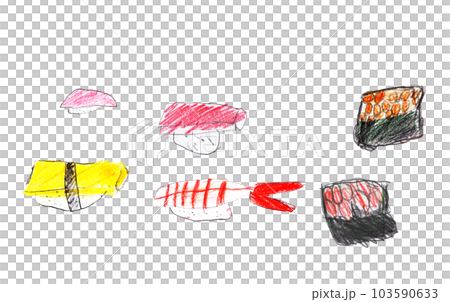 子供が描いたお寿司 103590633