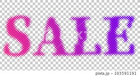 SALEの文字　赤紫のグラデーション　ハーフトーン 103591191