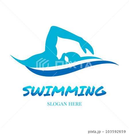 freestyle swimming stroke logo design 103592659