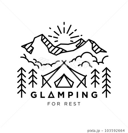 glamorous camping vintage monoline vector illustration glamorous camping vintage monoline vector illustration 103592664