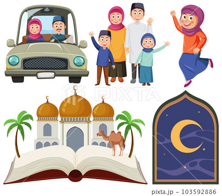Muslim cartoon characters set 103592886