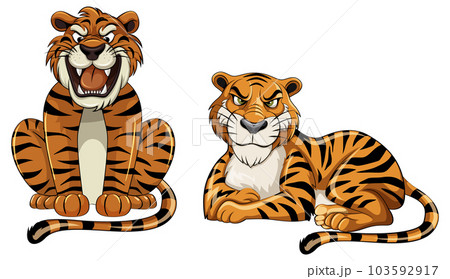 Fierce Tiger In Cartoon Styleのイラスト素材 [103592917] - PIXTA