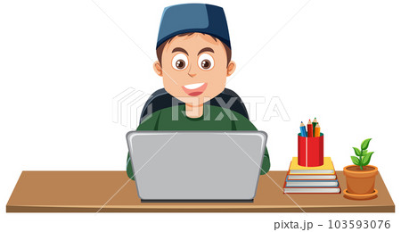 Muslim Man Working at the Table Muslim Man Working at the Table 103593076