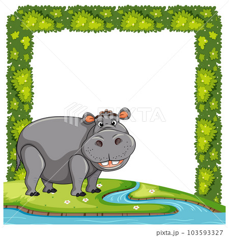 Hippopotamus with banner template 103593327