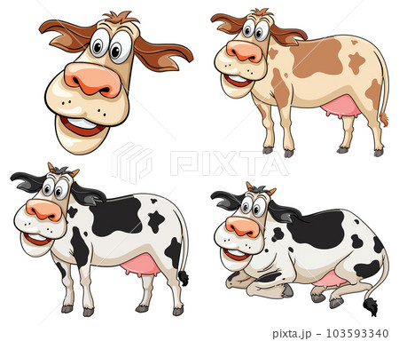 Set of funny cow cartoon character 103593340