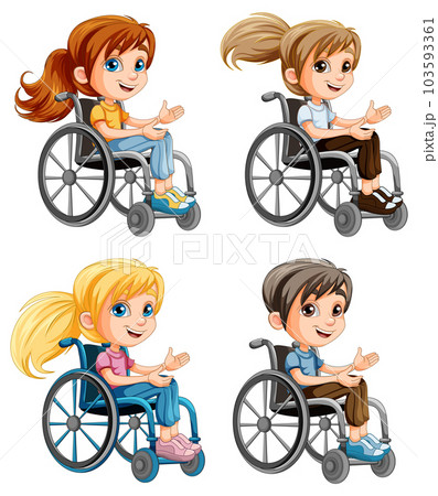 Disable woman cartoon sitting on wheelchair 103593361