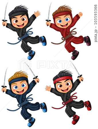 Asian ninja cartoon character 103593366