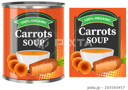Carrot Soup in Food Can with Label Isolated 103593457