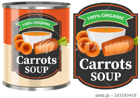 Carrots Soup in Food Can with Label Isolated 103593458