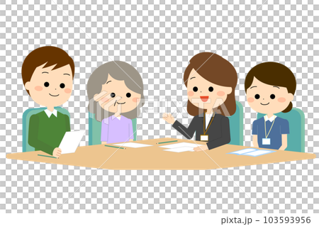 家族の相談に応じているスタッフたち 103593956
