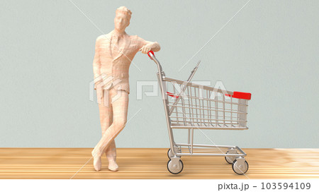 man and shopping cart for Business concept 3d rendering 103594109