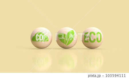 The eco icon on wood ball 3d rendering The eco icon on wood ball 3d rendering 103594111