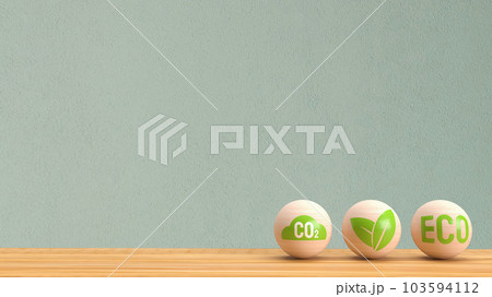The eco icon on wood ball 3d rendering 103594112