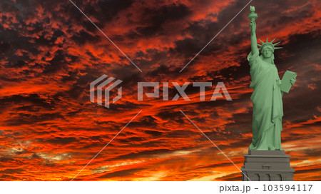 The statue of liberty on twilight sky 3d rendering 103594117