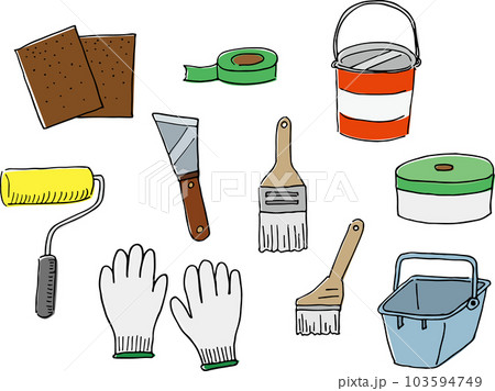 外壁塗装用道具のイラスト（手書き・カラー） 103594749
