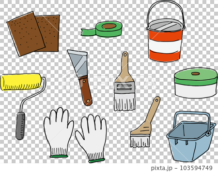 外壁塗装用道具のイラスト（手書き・カラー） 103594749