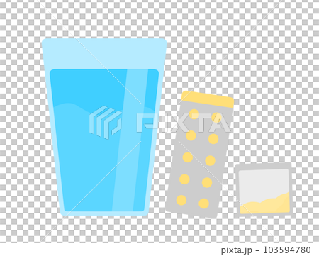 Cup of water and oral medicine 103594780