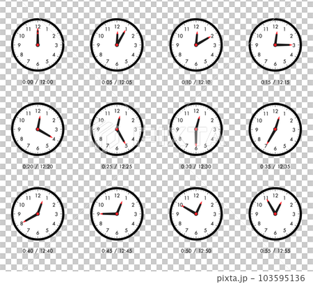 シンプルな時計 5分毎セット 0時 12時 シンプルな時計 5分毎セット 0時 12時 103595136
